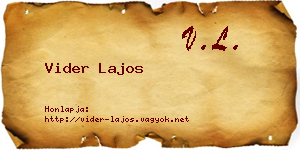 Vider Lajos névjegykártya